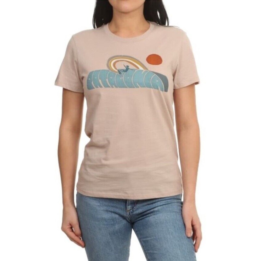 Patagonia Rainbow Surf Rail Organic Cotton Tee Shirt Top Shroom Taupe Size S